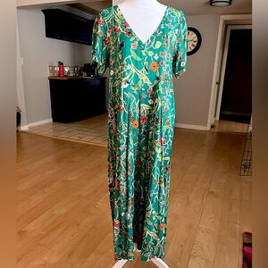 Anthropologie Teal Floral Romper